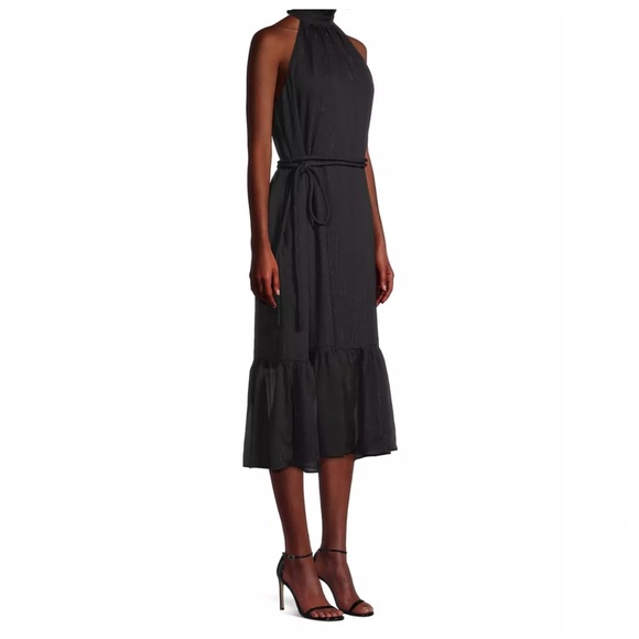Elie Tahari Black Ruffled Halterneck Midi Dress NWT - Picture 2 of 8